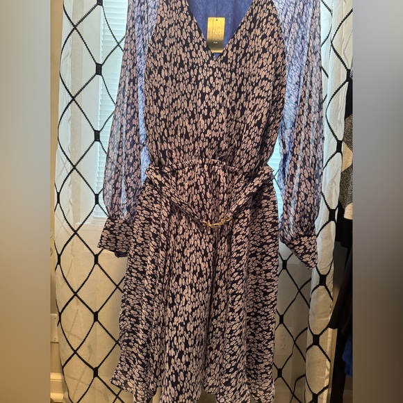 INC International Concepts Blue and White Long Sleeve Dress - Picture 5 of 7